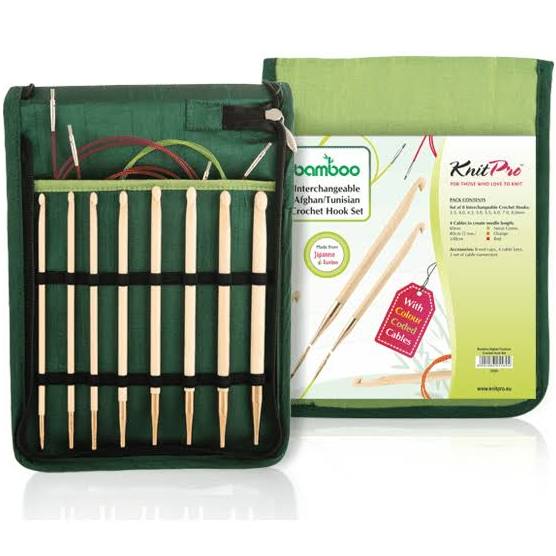KnitPro Bamboo Interchangeable Afghan Tunisian Crochet Hook Set