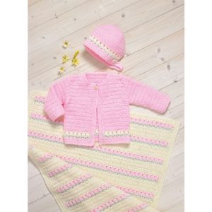 James C Brett Pattern DK Baby Crochet Jacket and Blanket