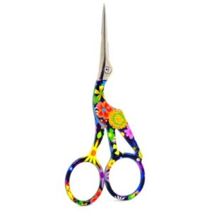 Coloured Floral Stork Shaped Scissors