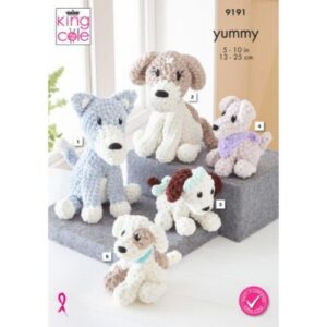 King Cole Yummy Chenille Pattern 9191 Cute Puppy Toys