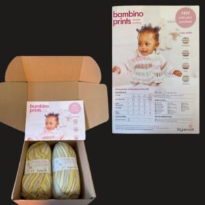 Knitted Baby Jacket Kit in StyleCraft Bambino Prints Hopscotch