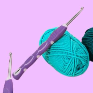 Aluminium Crochet Hook with TPR Spotted Handle 4.5 Purple