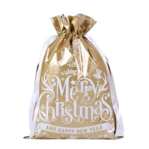 Small Gold Acrylic Yarn Santa Sack